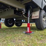 Wheels off the ground being lifted by Redfoot system