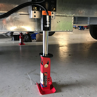 caravan flip foot levelling system extended