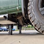 Extended Redfoot jacks on Mercedes Benz van chassis